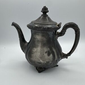 Antique Rogers Quadruple Silverplate Teapot #312 Tarnished Gothic Decor Project